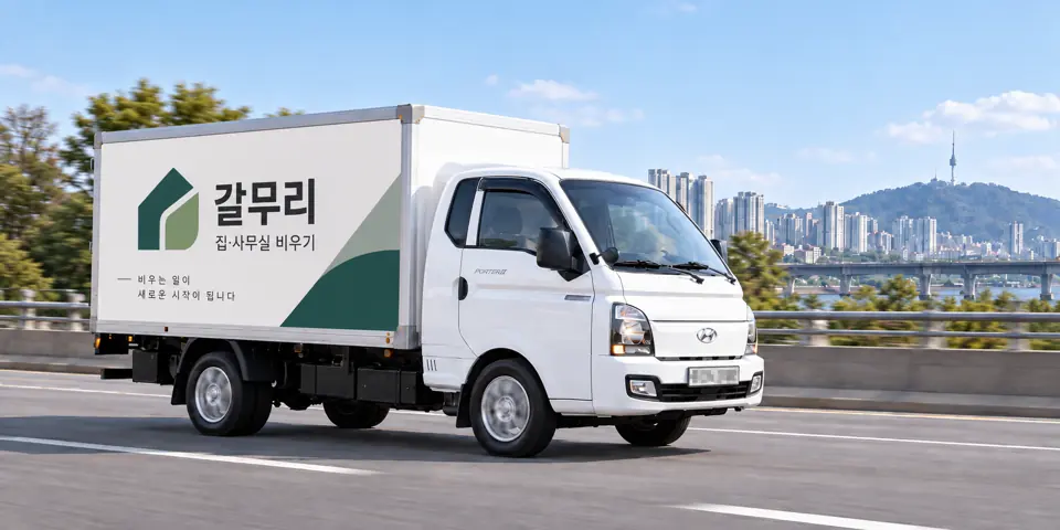 독산1동 유품정리 안내 그림 · 갈무리 작업 차량